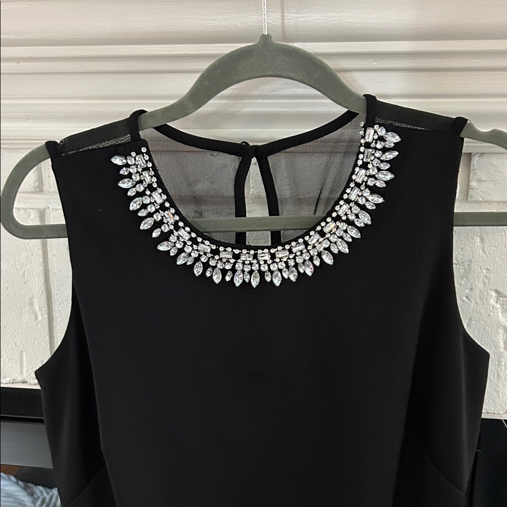 Elegant Black Dress with Embellished Neckline, Dressbarn Collection, S, NWOT